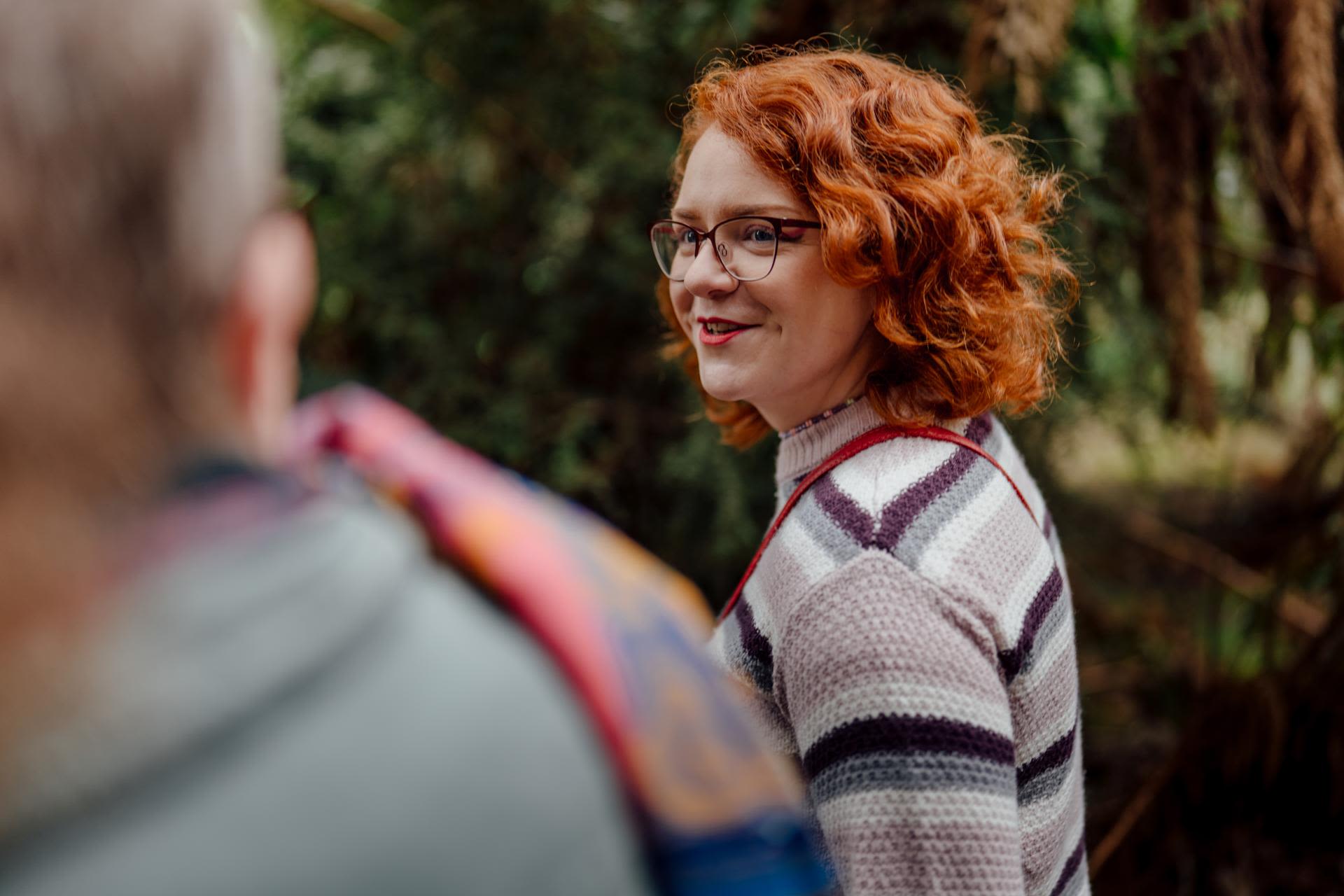 Student engaged in a conversation